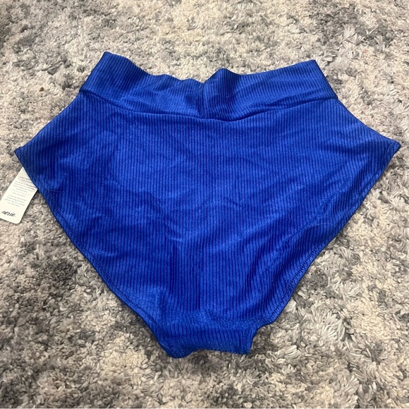NWT Aerie Shine Rib Crossover High Waisted Bikini Bottom full coverage sz medium - Picture 9 of 9
